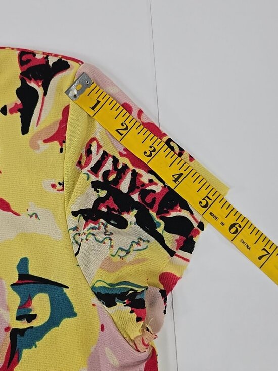 VINTAGE Joseph A. Colorful Paris Dance Print CROP TOP SZ MED Multicolor Abstract - Picture 16 of 16